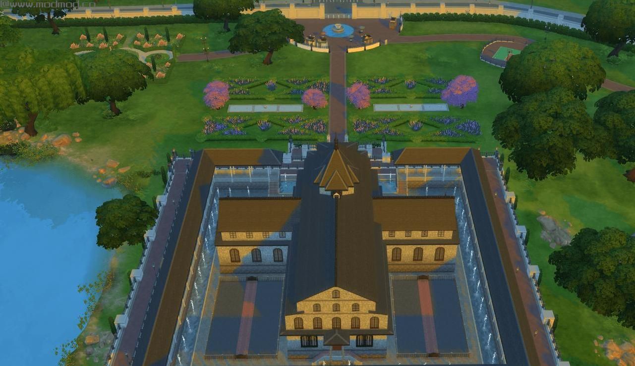 模拟人生4MOD：【3dm-sims小组】三米舒诺草坪的完美利用。64x64的豪华礼堂！巴黎建筑设计秀编辑的资深读者，葬爱家族首席设计师仰