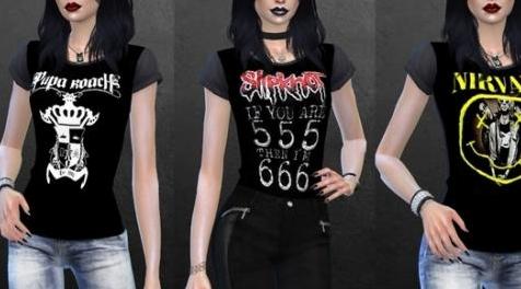 模拟人生4MOD：Bands T-shirt x 4 - CatySix T恤