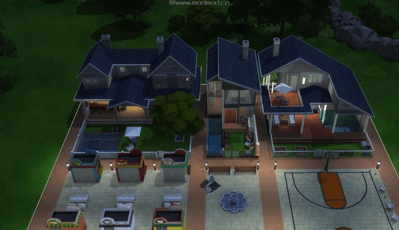 模拟人生4MOD：【3DM-Sims小组】不必切图，真正的邻里生活，温馨社区，你值得拥有。毕竟我这个只喜欢捏房子的人都在这个社区玩了好几天