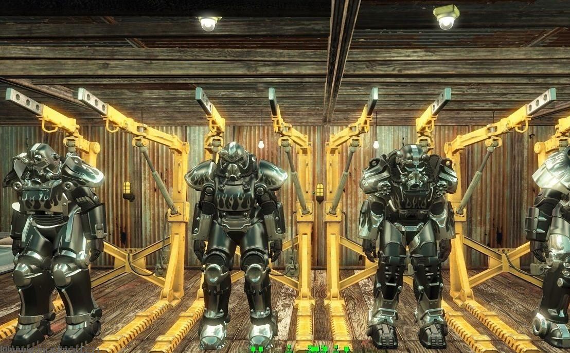 辐射4MOD：动力装甲新涂装：黑焰，铬合金，合金黑3种，