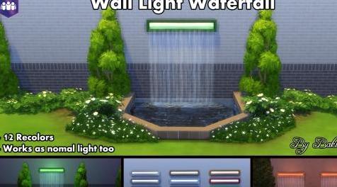 模拟人生4MOD：Wall Light Waterfall 墙壁瀑布