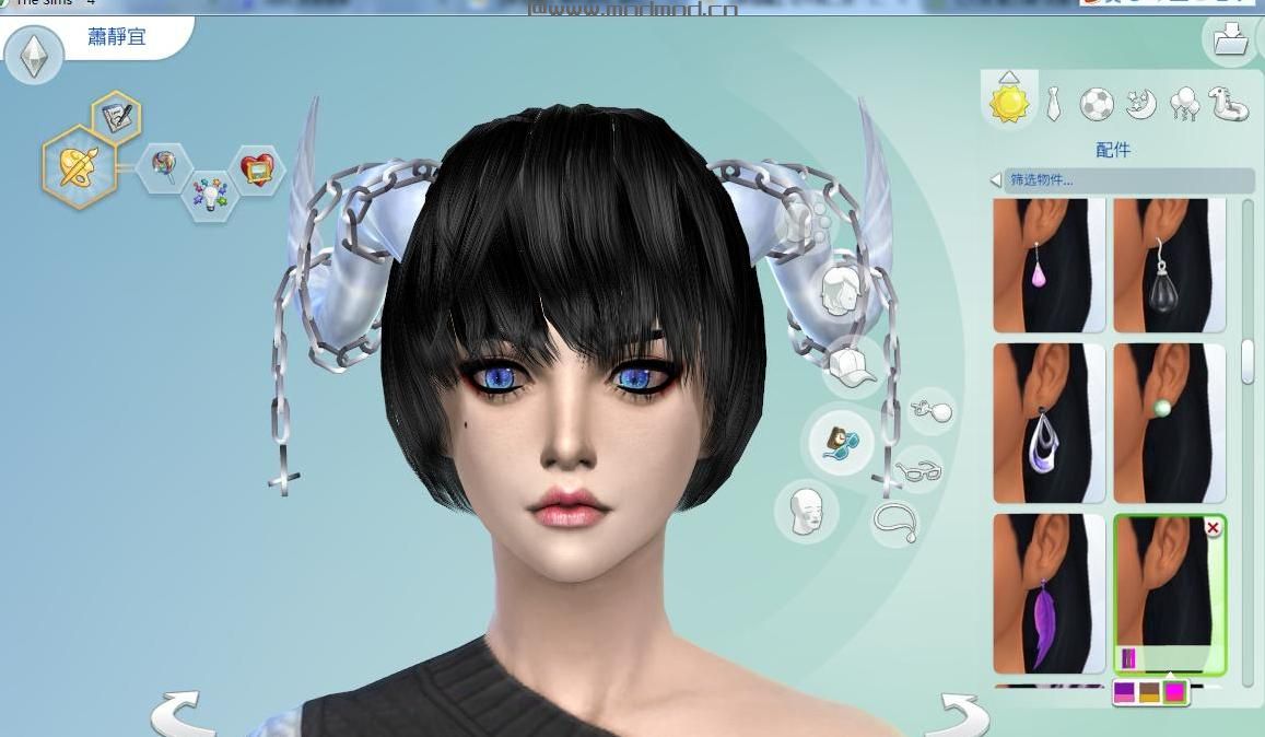 模拟人生4MOD：女性炫酷角头饰 by ErSch