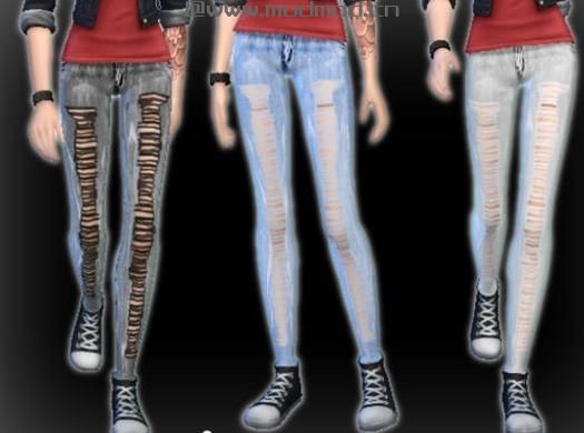 模拟人生4MOD：女性破洞造型牛仔裤 by XxNikkibooxX