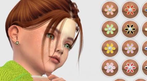模拟人生4MOD：Enamel Overlay Diamond Toddler Studs 耳钉
