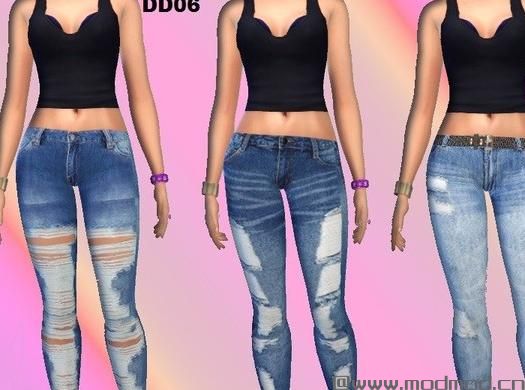 模拟人生4MOD：三款女性破洞牛仔裤 by DivaDelic06