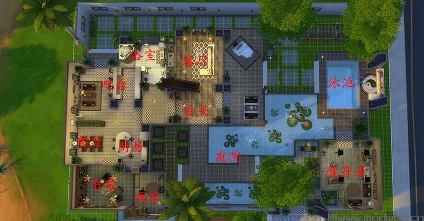 模拟人生4MOD：【3DM-Sims小组】【原创】40X30 东南亚风格别墅