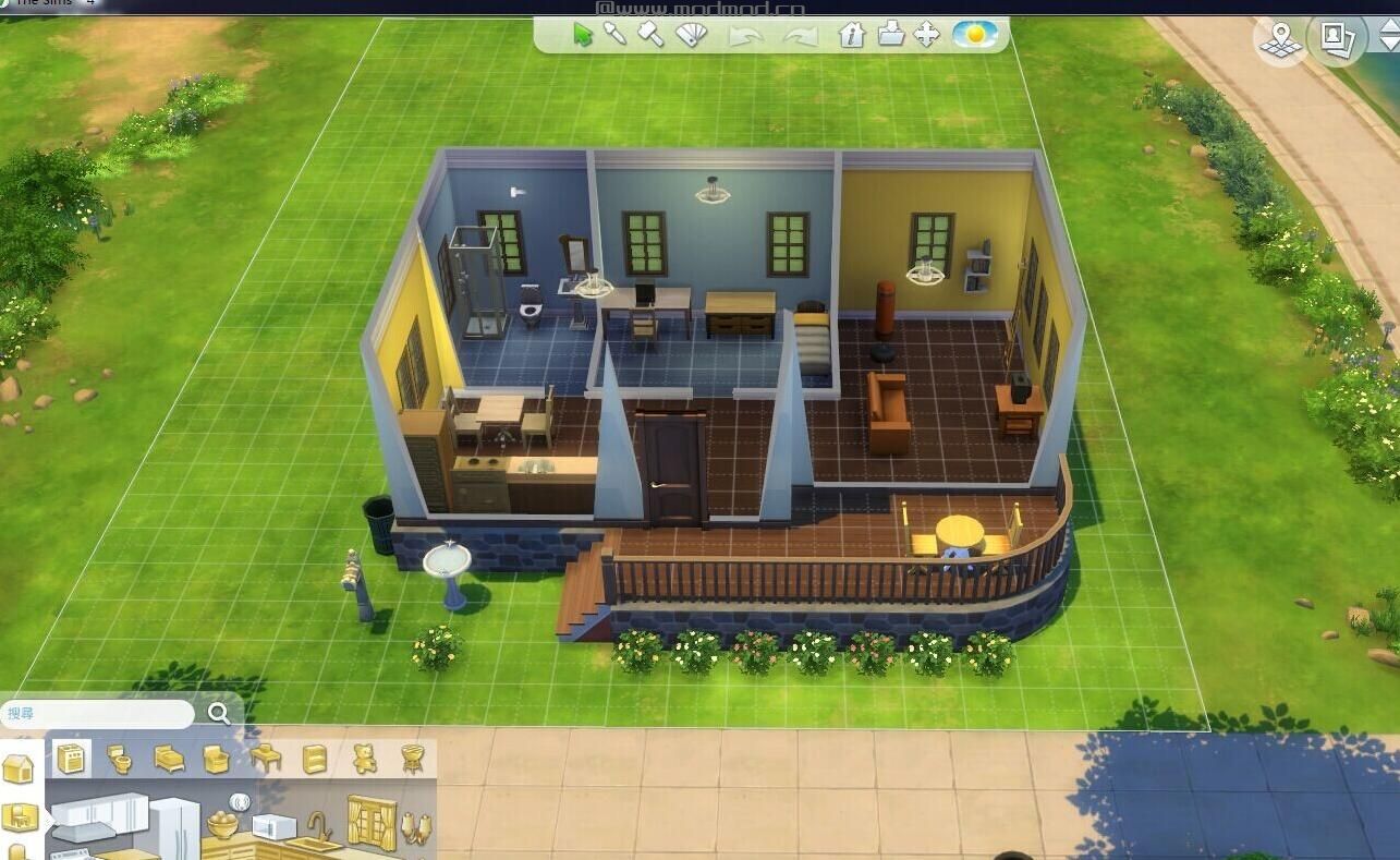 模拟人生4MOD：20x15 日落小居 随便捣捣的小屋....不知有没有人喜欢~~~
