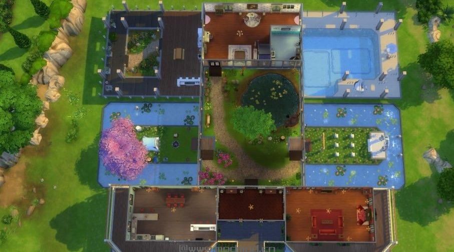 【弥花小筑】50X50，室内花园，空中花园，钓鱼池，对称设计~