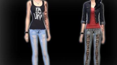 模拟人生4MOD：女性破洞造型牛仔裤 by XxNikkibooxX