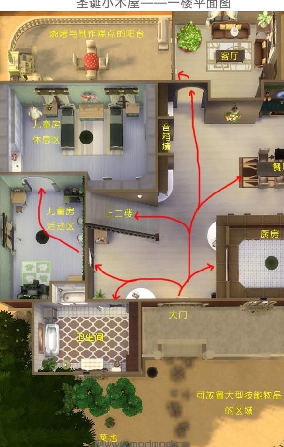 模拟人生4MOD：无自定义 30X20 圣诞小木屋