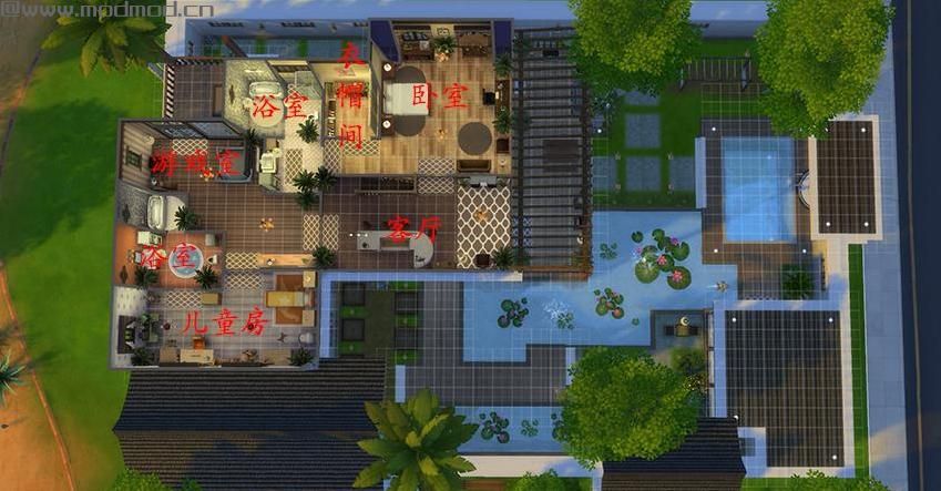 模拟人生4MOD：【3DM-Sims小组】【原创】40X30 东南亚风格别墅