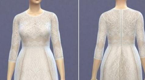 模拟人生4MOD：女性白蕾丝优雅连衣裙 by RUSTY