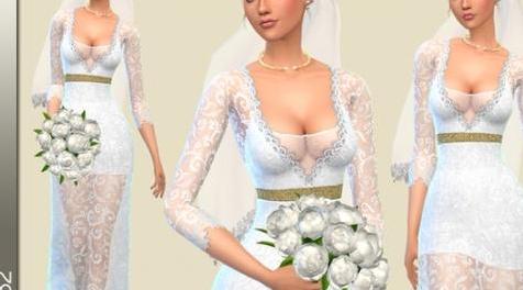 模拟人生4MOD：Birba32 Sofia wedding dress V2-婚纱礼服