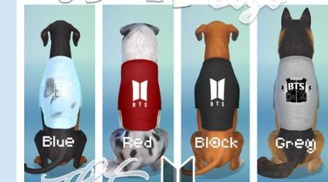 模拟人生4MOD：BTS Logo Dog Tshirt Large bts标志的狗