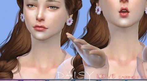 模拟人生4MOD：S-Club ts4 WM EARRINGS F 201704 daisy-耳环F