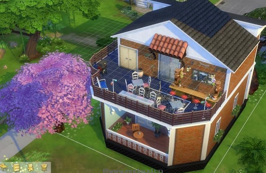 模拟人生4MOD：【原创】设计的河边单人＆情侣房带露天阳台酒吧可进行各种中小ＰＡＲＴＹ