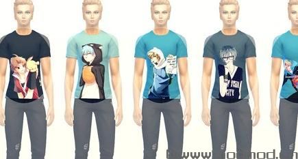 模拟人生4MOD：男性卡通t恤 by xrinnas