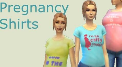 模拟人生4MOD： Fitted Pregnancy Tshirts 孕妇T恤