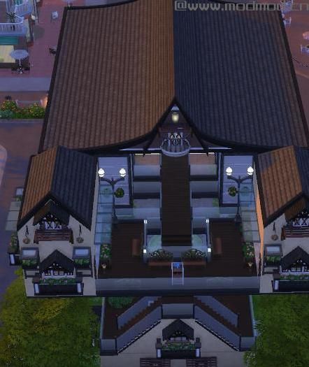 模拟人生4MOD：【sims入团审核作品！】和风餐馆，浮空设计，雕梁画栋，实用与美观并存！50w终极餐馆