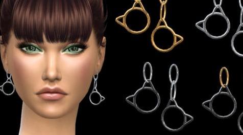 模拟人生4MOD：NataliS_Kitty drop earrings 吊坠耳环