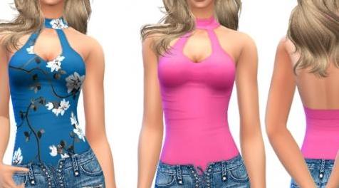 模拟人生4MOD：ekinege Keyhole Halter Top-上衣