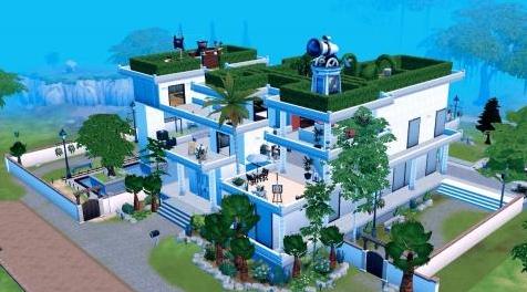 模拟人生4MOD：【希凡别墅】...5卧7卫...前庭后院天台花园...全功能豪宅