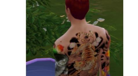 模拟人生4MOD：【非替换男士纹身MOD】人物左胸及左臂日式纹身