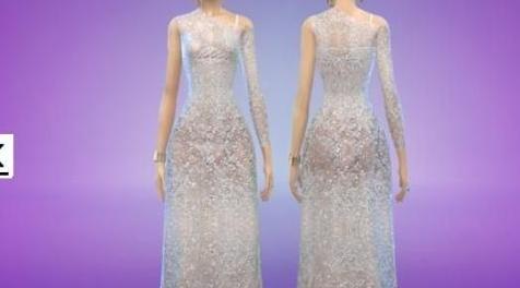 模拟人生4MOD：白色透视长裙