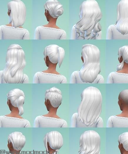 模拟人生4MOD：Simmiane制作的多款发型改色-白色