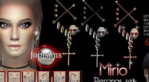 模拟人生4MOD：JOMSIMS MIRIO UNISEX 闪亮多层穿孔耳环