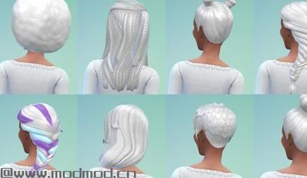 模拟人生4MOD：Simmiane制作的多款发型改色-白色