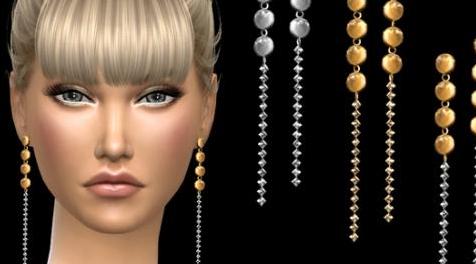 模拟人生4MOD：NataliS_Disc drop crystals link earrings 耳环