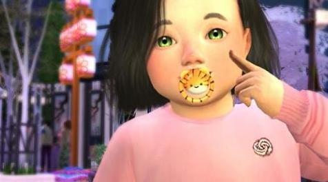 模拟人生4MOD：iyaS_TS4toddlerUNIPacifierGLASSES 幼儿装饰