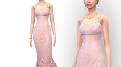 模拟人生4MOD：女性粉红色典雅晚礼服 by pizazz