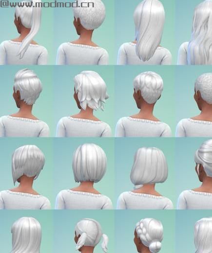模拟人生4MOD：Simmiane制作的多款发型改色-白色