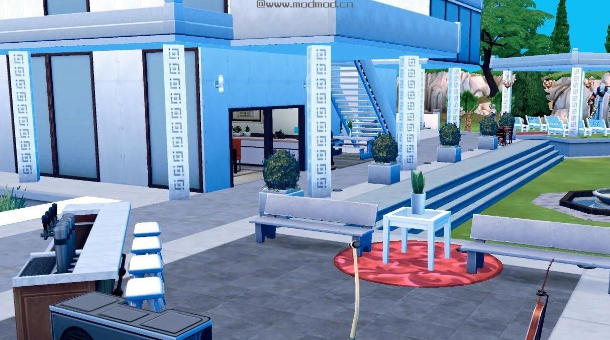 模拟人生4MOD：【希凡别墅】...5卧7卫...前庭后院天台花园...全功能豪宅