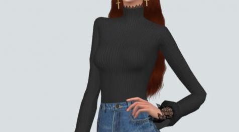 模拟人生4MOD：Lace Turtleneck 韩网服装 蕾丝边高领毛衣