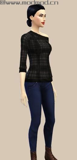 模拟人生4MOD：女式红黑条纹长裤+牛仔长裤