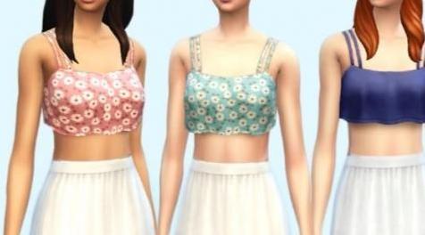 模拟人生4MOD：碎花小背心+白色短裙