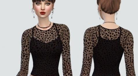 模拟人生4MOD：Paogae LeopardTop-豹纹上衣