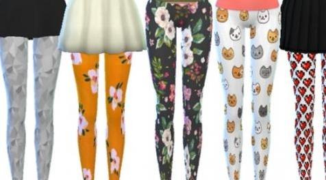 模拟人生4MOD： Tumblr Themed Leggings Pack Ten 女性裤子