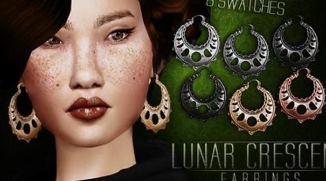 模拟人生4MOD：Lunar Crescent Earrings 新月耳环