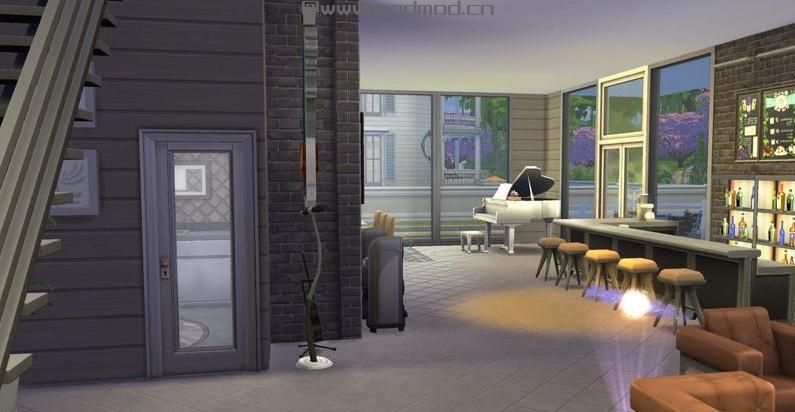 模拟人生4MOD：【3DM-Sims小组审核作品】无自定义 多功能房屋 30X20 彩色心情 实用小别墅