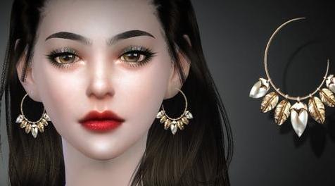 模拟人生4MOD：S-Club LL ts4 earring N35-耳环N35