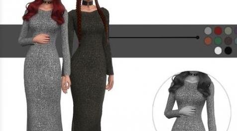 模拟人生4MOD：Knit Metallic Dress 女性衣服