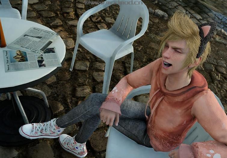 最终幻想15MOD：可爱风格〜猫连帽衫（Prompto的装备）