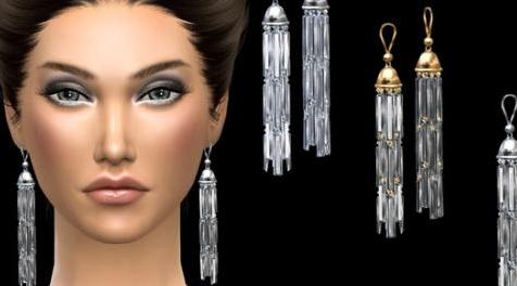 模拟人生4MOD：NataliS_Long Rhinestone Drop Earrings 吊坠耳环