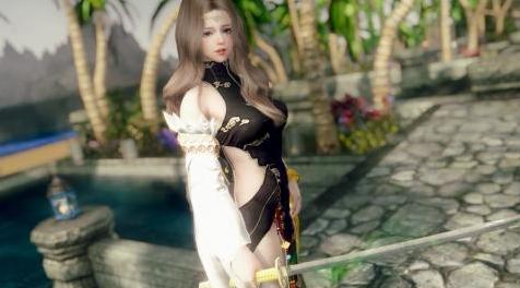 上古卷轴5：天际MOD：【黑沙•蝴蝶兰旗袍装】材质精致，物理效果美到爆