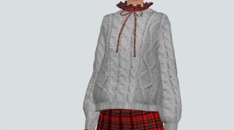 模拟人生4MOD：Frill Sweater With Neck Frill 褶边毛线衣