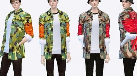 模拟人生4MOD marigold_mTop_military jacket 男士花衬衣